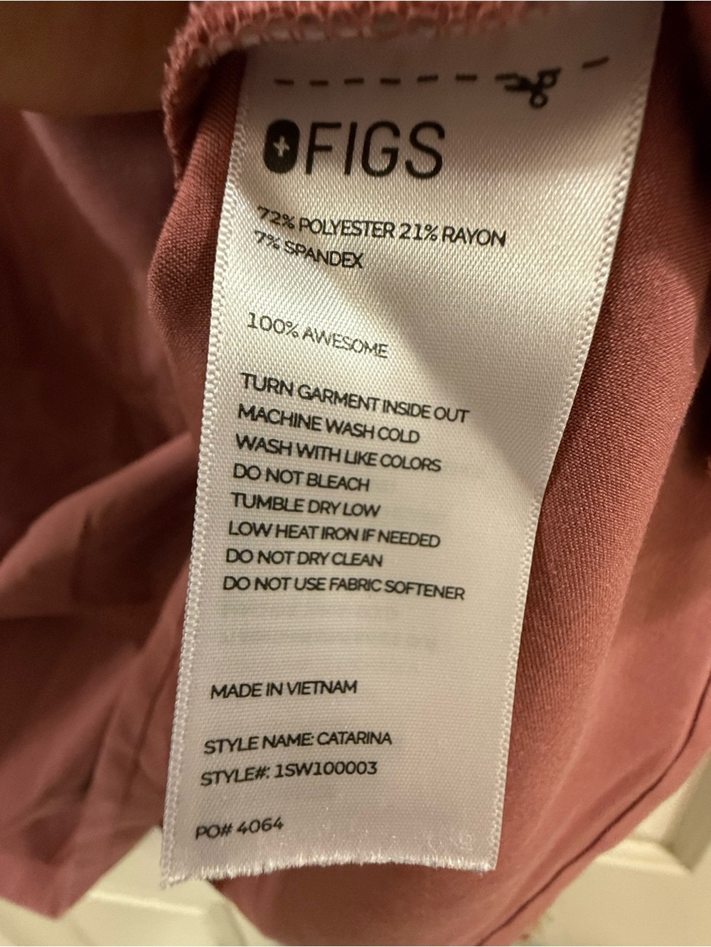 FIGS Catarina Scrub Top 3XL Dusty Rose Pink One Pocket Stretch Medical Nurse - Picture 5 of 5
